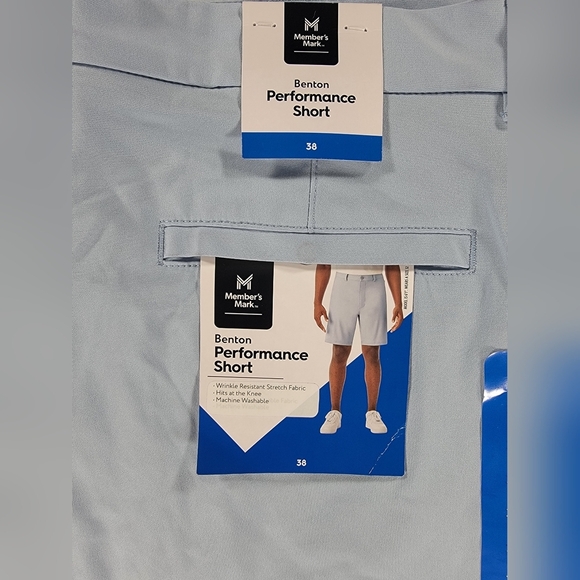 NEW Members Mark Benton Performance Shorts Men's 38 UPF 30 NWT Light Blue Golf - Picture 1 of 10